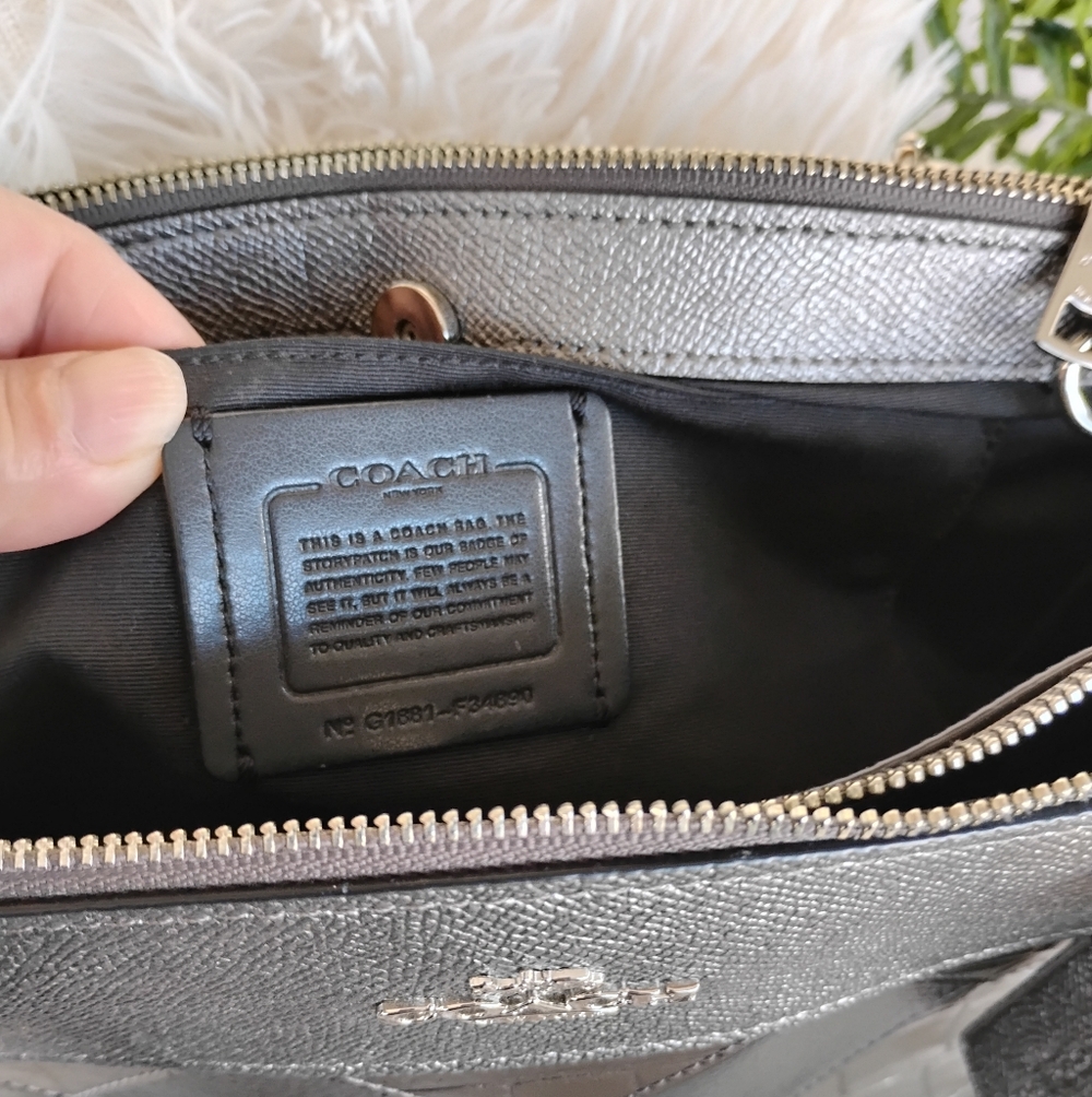 Coach Silver and Gray Patchwork Shoulder Bag - image 2